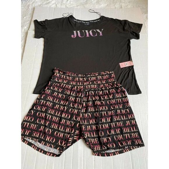 JUICY COUTURE Sz 2X Shorts Top Set Sleepwear Plus - Picture 2 of 12